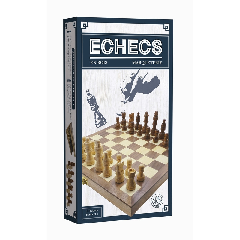 Jeu d'échecs pliant marqueté 28cm Jeu d'échecs pliant marqueté 28cm