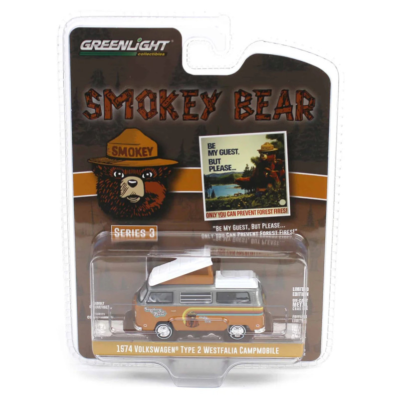 Smokey Bear 1974 Van Volkswagen Campmobile 1:64