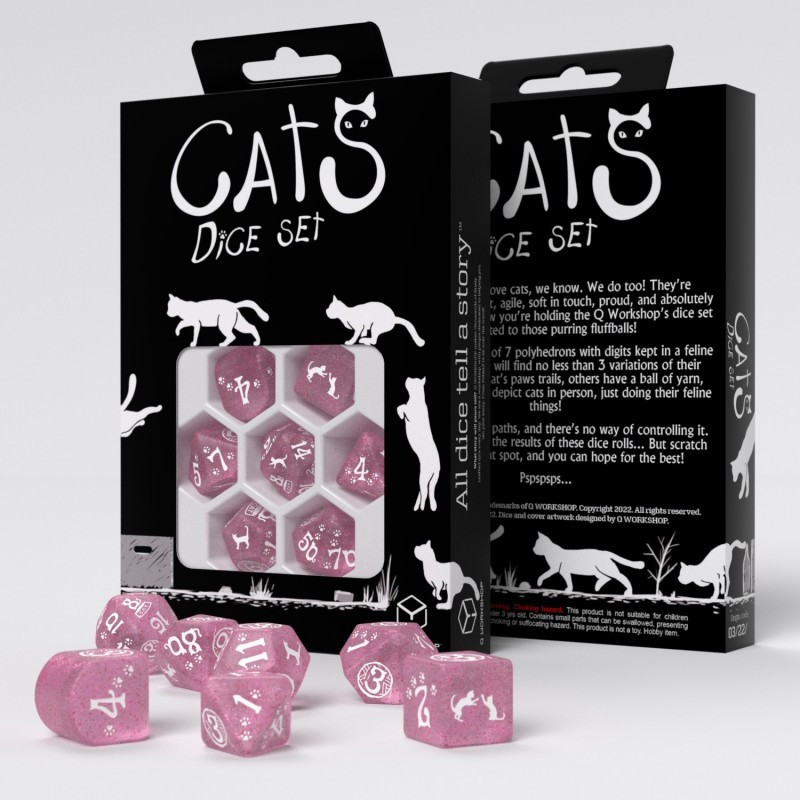 Série de 7 dés RPG Modernes Chat Daisy QWorkshop