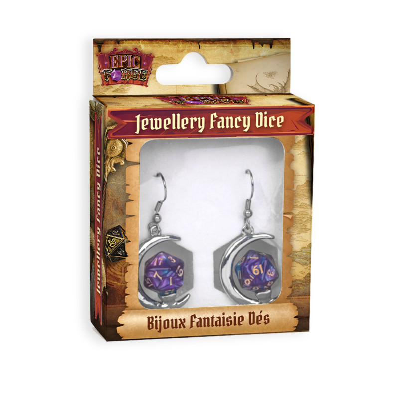 Boucles d'oreilles Lune D20 - Violette