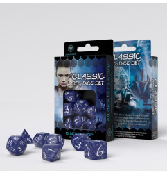 Q Workshop - Set de 7 dés - Cobalt & White