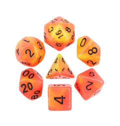 Série de 7 dés RPG Feu Phosporescent