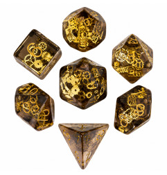 Série de 7 dés RPG Engrenage pailleté