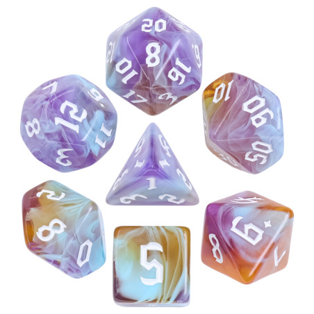 Série de 7 dés RPG Coucher de Soleil Améthyste