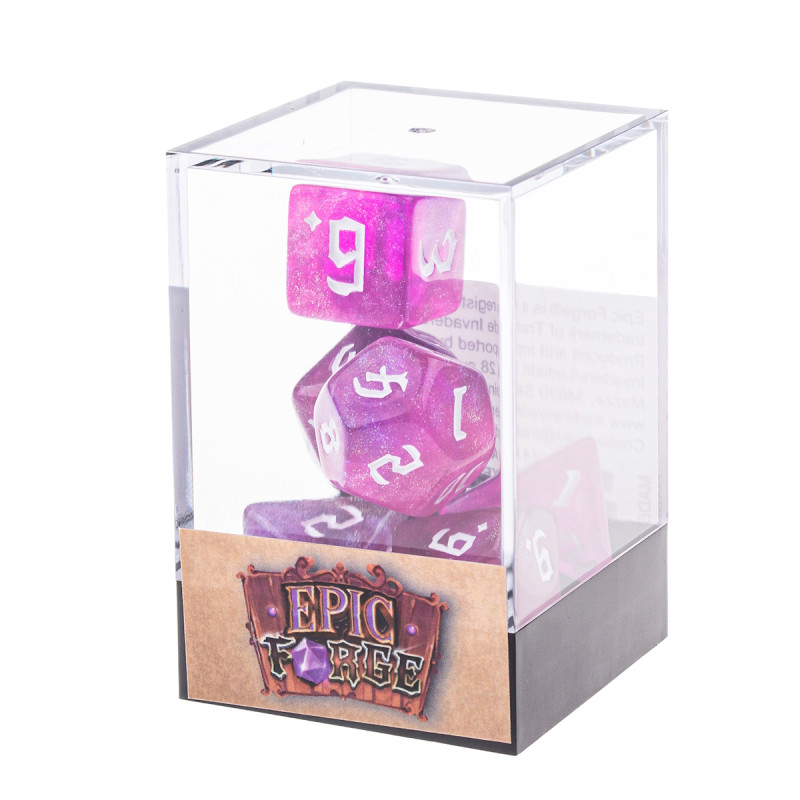 Série de 7 dés RPG Rose Paillettes