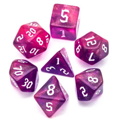 Série de 7 dés RPG Rose Paillettes