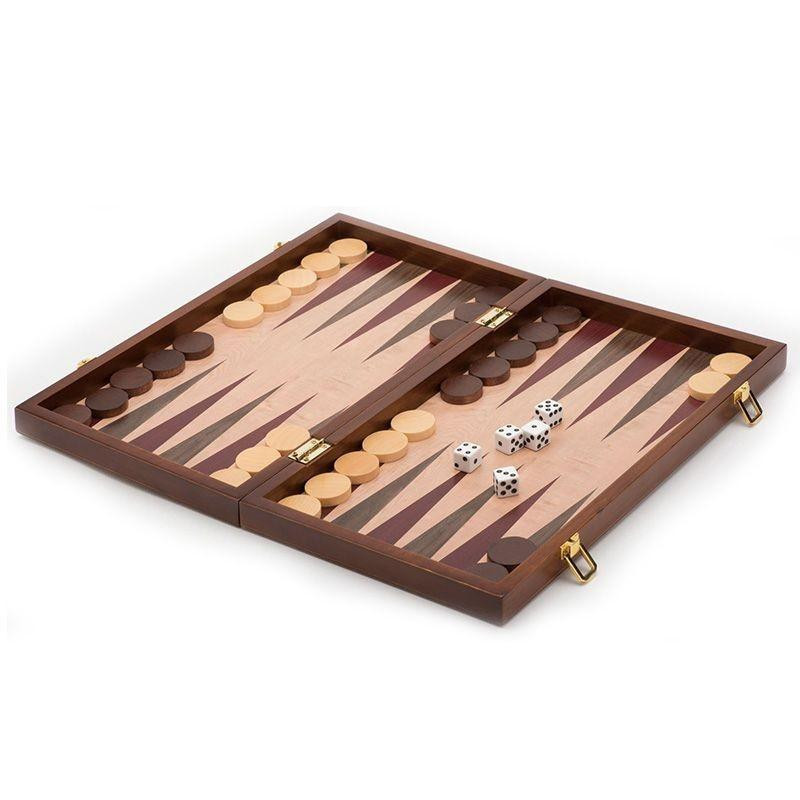 Backgammon Bois 38cm façon loupe d'orme